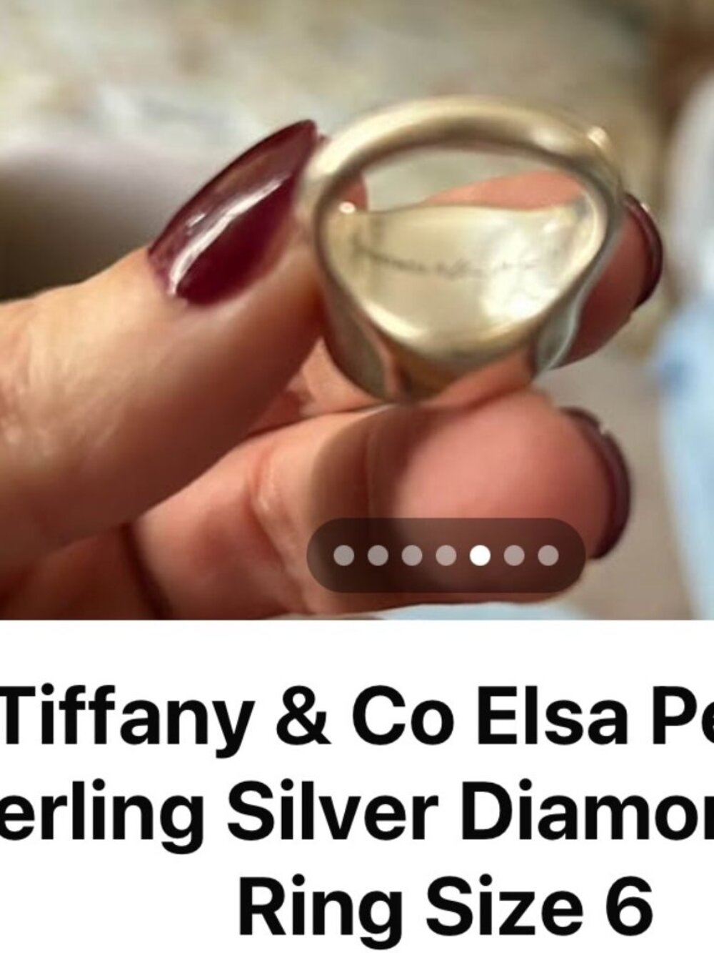 Tiffany & Co. Elsa Peretti 19mm Rock Crystal Cabochon Ring in Silver Size 6